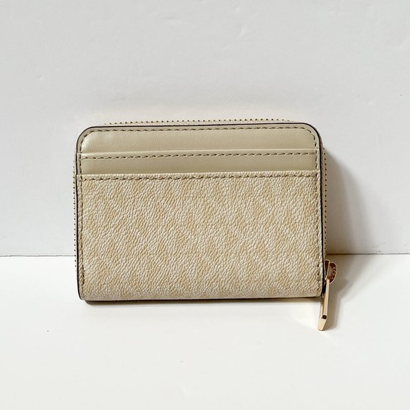 Michael Kors Jet Set Travel Zip Around Card Case Wallet MK Light Sand - Picture 2 of 9